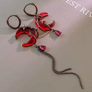 Red Bloody Moon Gothic Earrings